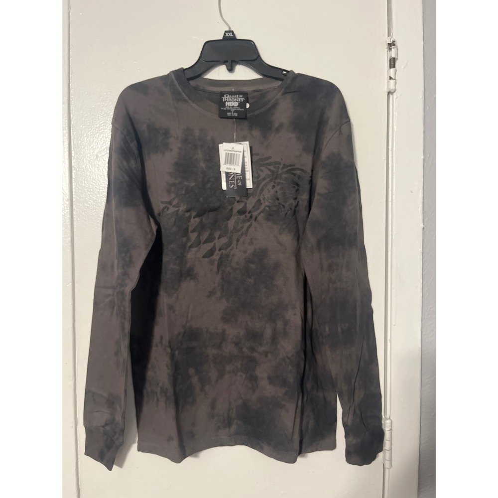Game of Thrones HBO House Stark Direwolf Tie Dye Long Sleeve Shirt Grey Small